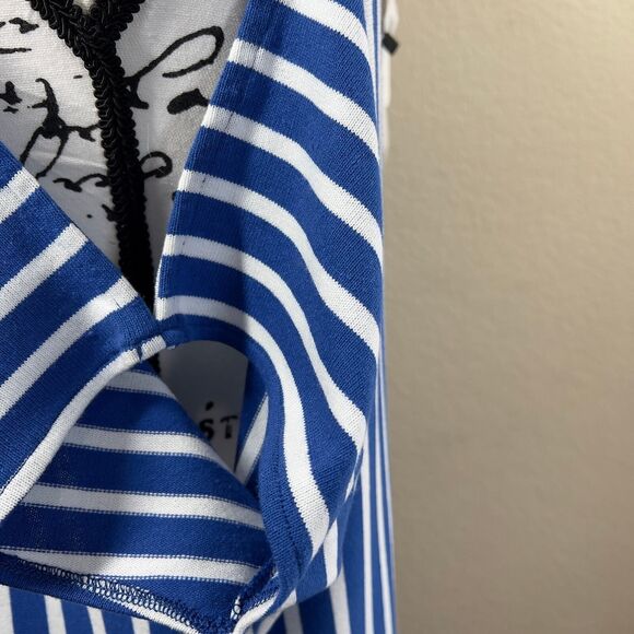Zara blue and White Striped Zara Maxi Dress cut of shoulders size S boho coastal - Picture 7 of 16